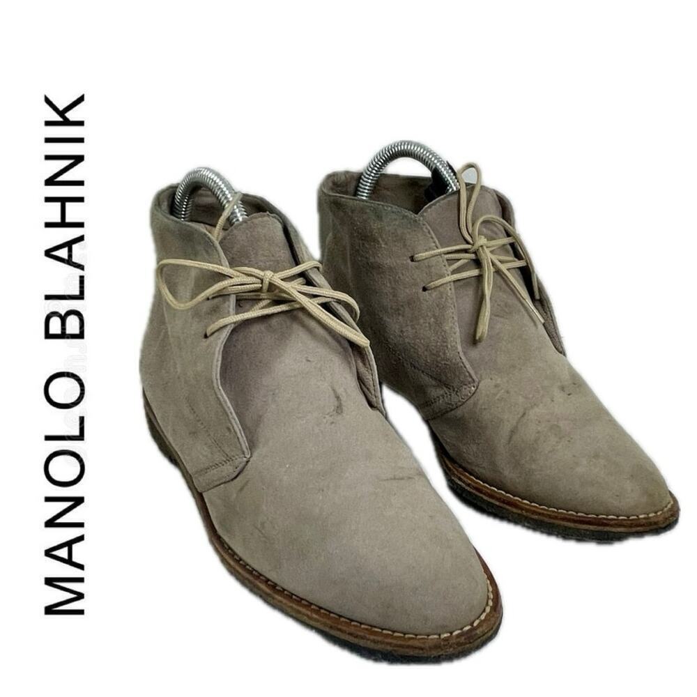 MANOLO BLAHNIK BOOTIES BERWICK SUEDE‎ TAUPE SIZE 6 STREETWEAR VERSATILE